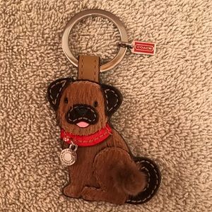 Coach pug key chain or accessory w/ mink tail